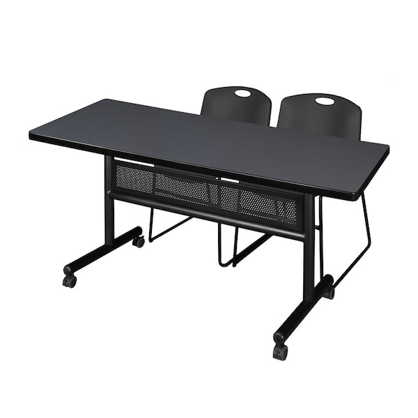 Kobe Rectangle FlipTop Table, 60" W, 29" H, Laminate Top, Gray MKFTM6030GY44BK - main